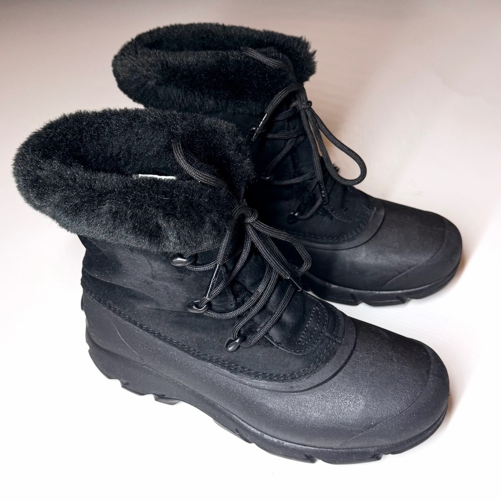 Sorel Women’s Snow Angel Faux Fur Detail Waterproof Boots Black Size- 8 - Picture 3 of 10